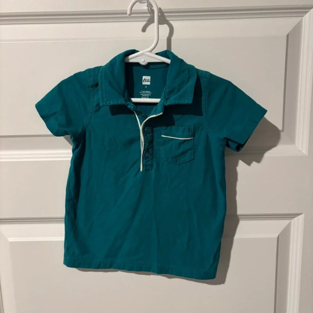 Tea Collection Teal Polo Shirt Size 3 Toddler